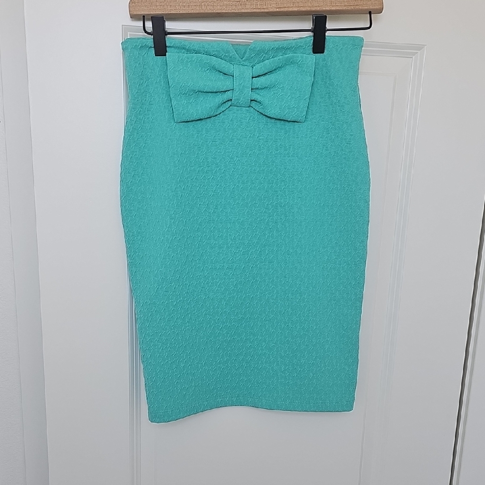 Varga Teal Bow Pencil Skirt